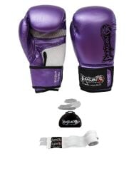 Dragon Favela Boks Kıck Boks Muay Thai Eldiveni Double dişlik ve beyaz bandajlı 3lü set Gifttoom