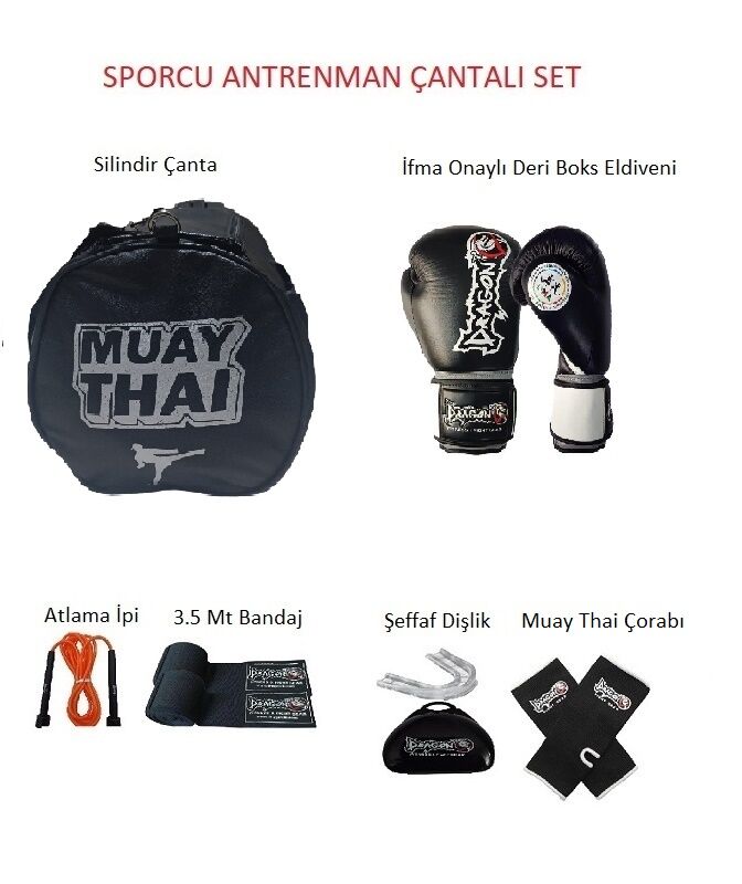 Dragon, ifma Muay Thai  Sporcu Çantalı antrenman Seti Boxing, Dragon İfma Deri Boks Eldiveni ve Ekipman