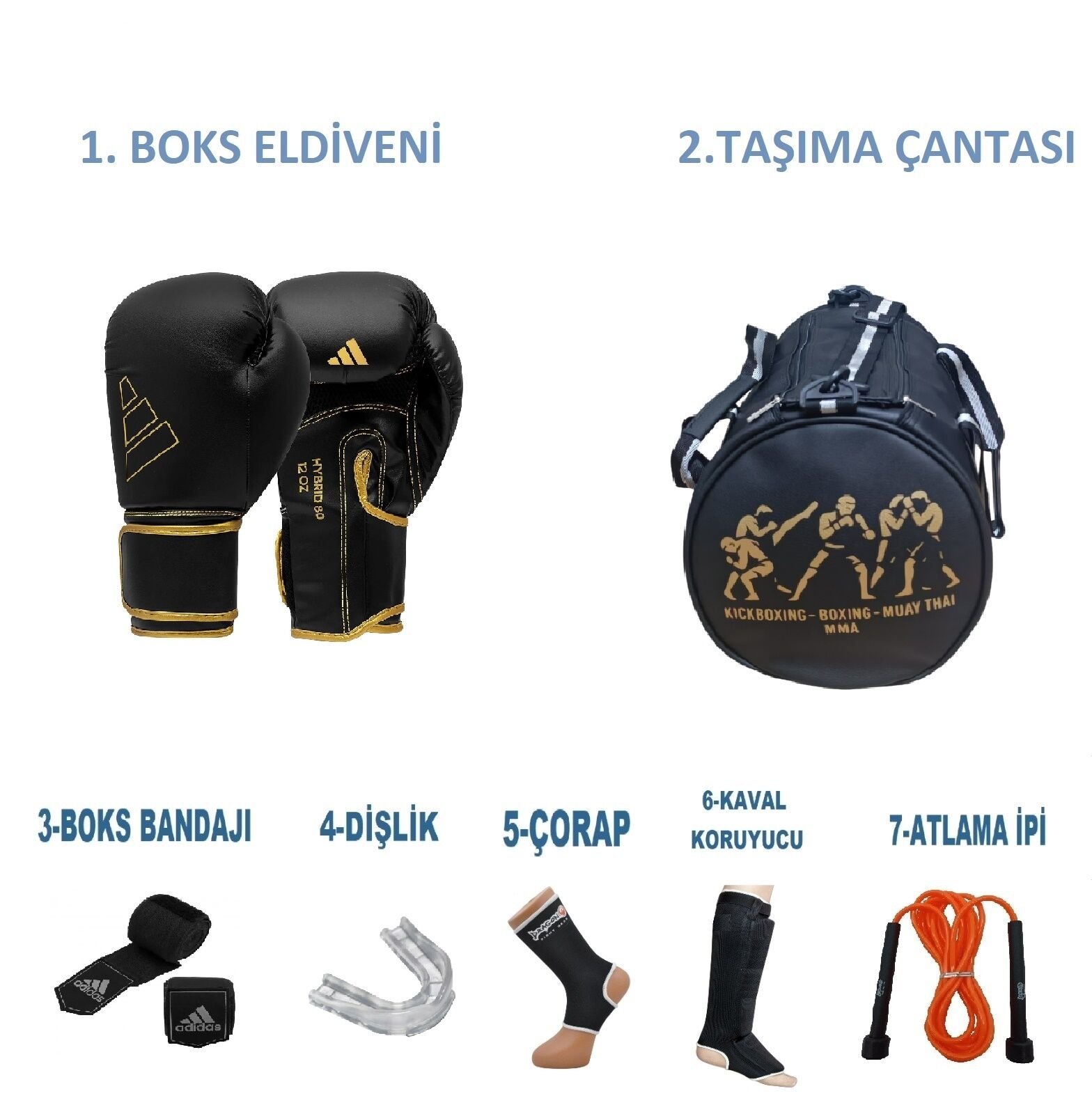Adidas, Boks Sporcu Çantalı antrenman Seti Boxing, Adidas Adih80 Hybrid80 Boks Eldiveni ve Ekipman, Gifttoom