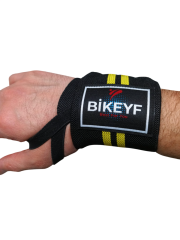 Bikeyf Fitness, Halter Ağırlık Bilek Bandajı, El Bilek Bandı, Gifttoom (Sarı)