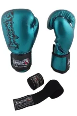 Dragon Favela Boks Eldiveni, Muay Thai Boxing Gloves bTurkuaz Ve 3,5 Metre Elastik Bandaj