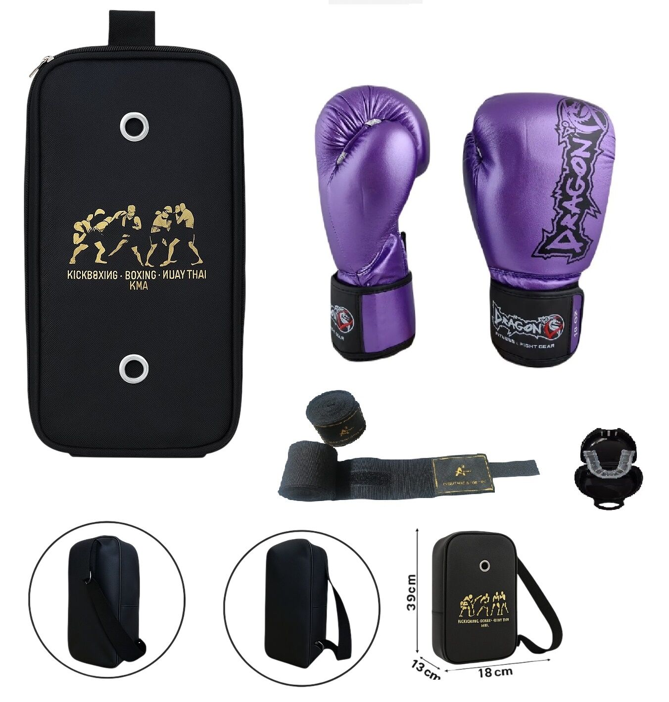 Favela Mor Boks Eldiveni Kick Boks Muay Thai Eldiveni 3'lü Set ve Eldiven Taşıma Çantalı