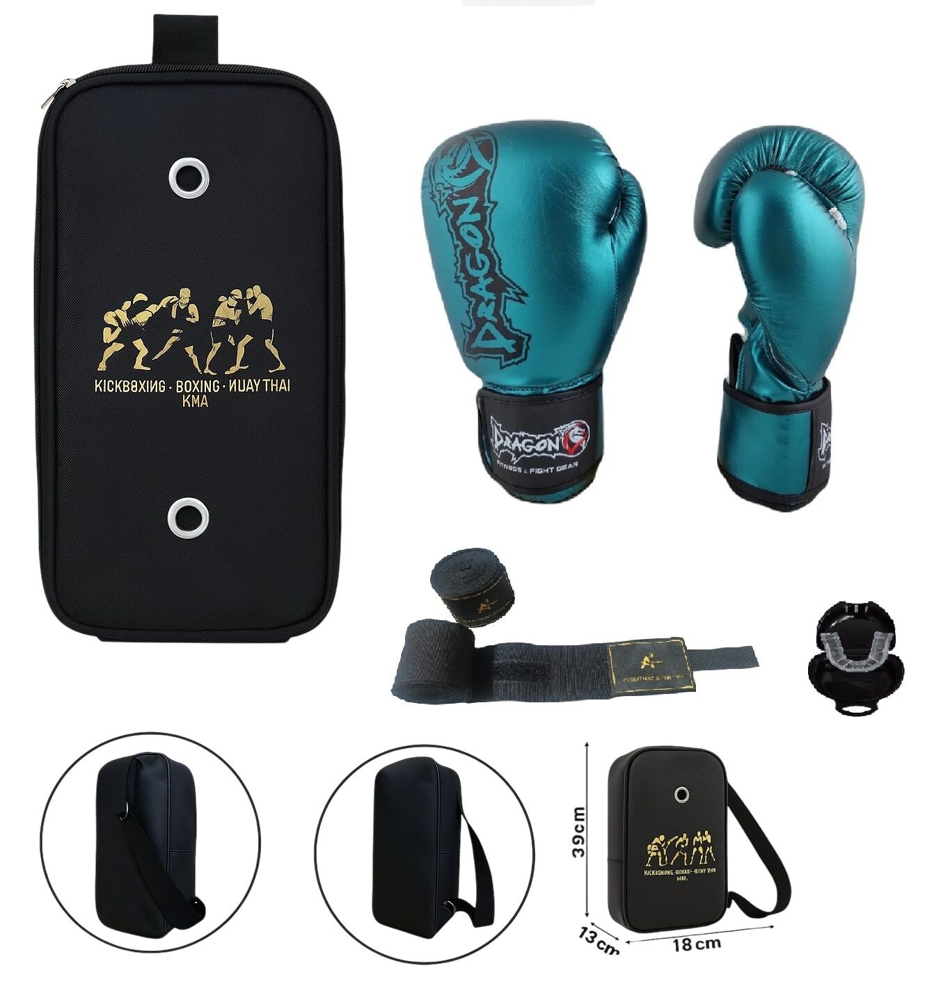 Favela Turkuaz Boks Eldiveni Kick Boks Muay Thai Eldiveni 3'lü Set ve Eldiven Taşıma Çantalı