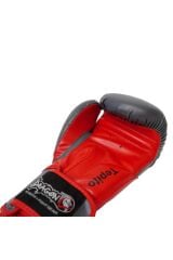 Tepito Gri Kırmızı Boks Eldiveni Kick Boks Muay Thai Eldiveni 3'lü Set ve Eldiven Taşıma Çantalı