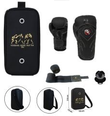 Tepito Siyah Mat Boks Eldiveni Kick Boks Muay Thai Eldiveni 3'lü Set ve Eldiven Taşıma Çantalı
