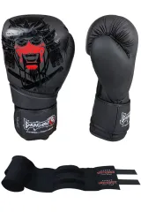 Dragon Yakuza Boks Eldiveni Muay Thai Kick Boks Eldiveni Ve Whiteface Boks Bandajı 2’li Set
