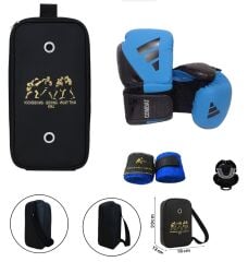 Adidas Combat 50 Mavi Boks Eldiveni Kick Boks Muay Thai Eldiveni 3'lü Set ve Eldiven Taşıma Çantalı
