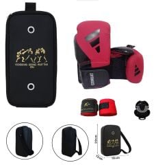 Adidas Combat 50 Kırmızı Boks Eldiveni Kick Boks Muay Thai Eldiveni 3'lü Set ve Eldiven Taşıma Çantalı