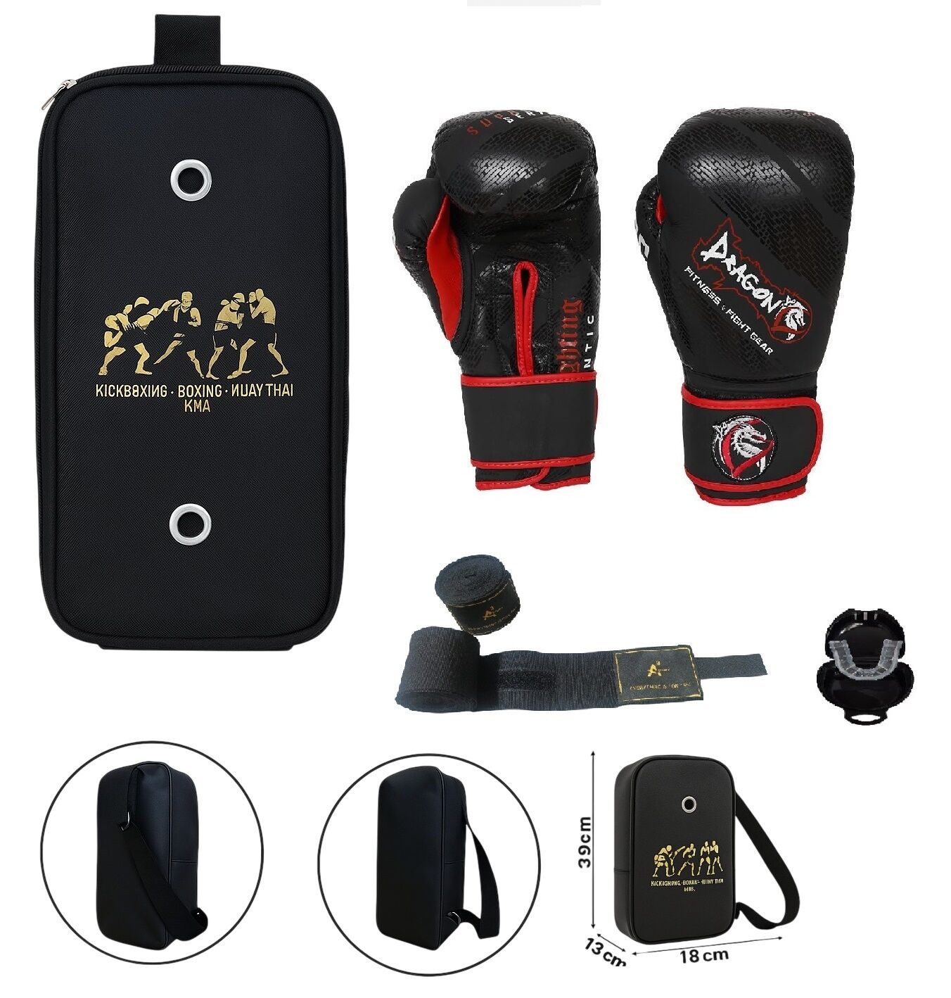 Supreme Boks Eldiveni Kick Boks Muay Thai Eldiveni 3'lü Set ve Eldiven Taşıma Çantalı