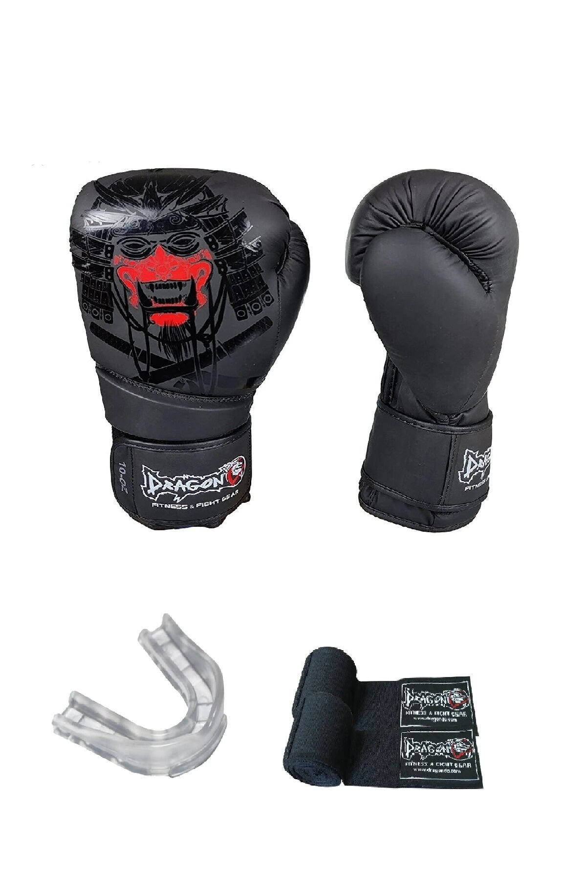 Dragon Yakuza Siyah Boks Eldiveni Seti ,bandaj Ve Dişlik 3’lü Set kıck boks eldiveni gifttoom