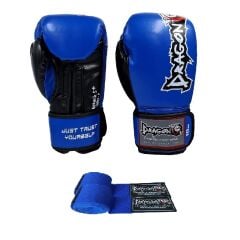 Dragon Attack 5 Plus Boks Eldiveni ve Boks Bandajı mavi set