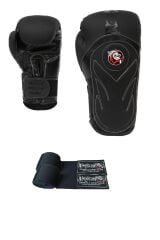 Dragondo Tepito Boks Eldiveni Muay Thai Kick Boks Eldiveni Ve Bandaj 2'li Set siyah