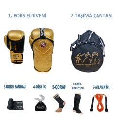 Dragon Kıck Boks Sporcu Çantalı antrenman Seti Boxing, Dragon Tepito Boks Eldiveni ve Ekipmanı Siyah Altın