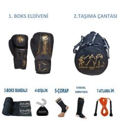 Dragon Kıck Boks Sporcu Çantalı antrenman Seti Boxing, Dragon Legacy Boks Eldiveni ve Ekipmanı siyah