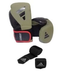 Adidas Combat 50 ADİC50TG Boks Kıck Boks Muay Thai Eldiveni Adidas Boxing Gloves Bandajlı set haki